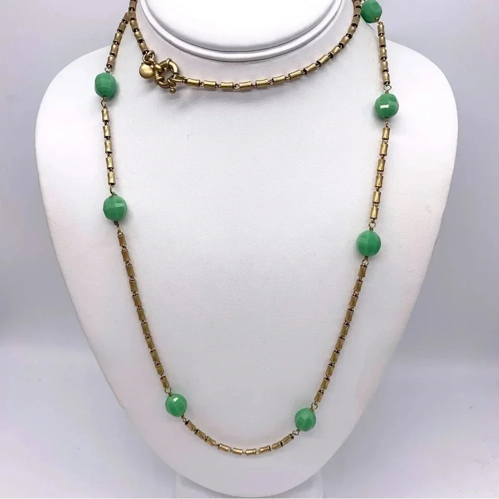 J. Crew Faceted Light Green Beaded Necklace